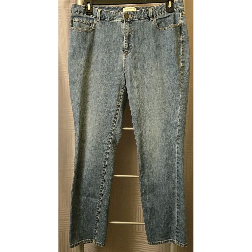 Coldwater Creek Straight Jeans Womens 12 Blue Med Wash Mid Rise 34x28 Denim